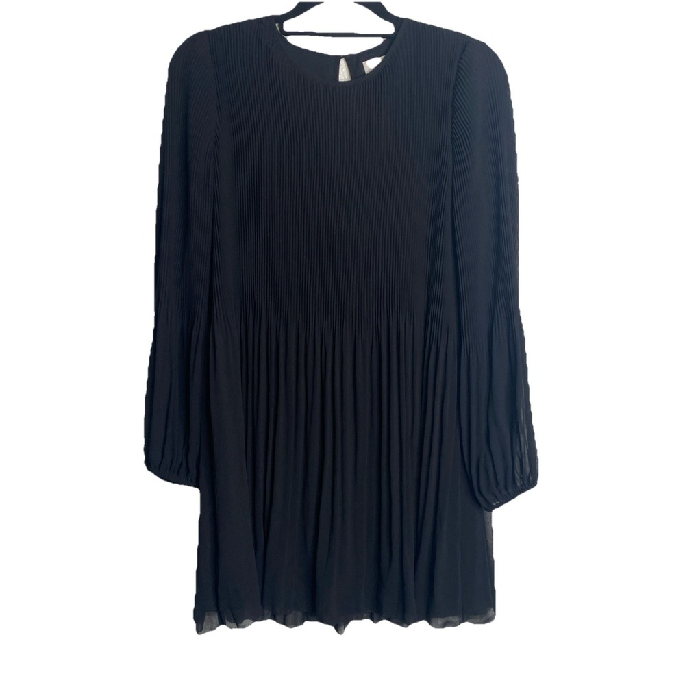 Aritzia Wilfred daydreamer Mini dress Black‎ Blue Size XS Pleated Balloon Sleeve